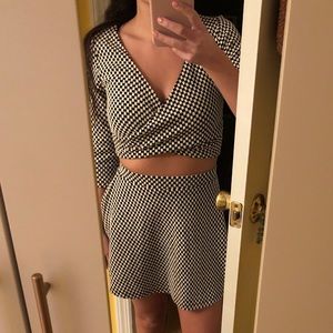 Forever 21 black and white skater skirt set.